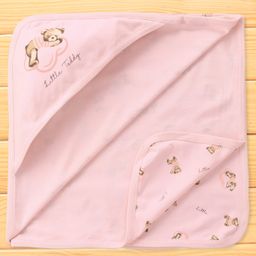 Pink Rabbit Interlock Knit Hooded Little Teddy Printed Towel L 81 x B 81 cm - Light Pink-image-27
