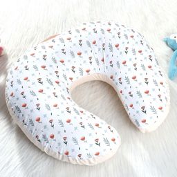 SOVANA Baby Feeding & Nursing pillow with Removable Cotton Cover- Ferns & Roses-image-1