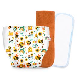 SuperBottoms UNO Cloth Diaper Pants Combo with Magic Pad & Booster Pad - Reusable, Pull-up Style (Buzzy Bees)-22