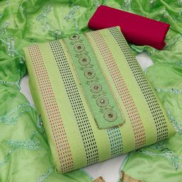 SAINOOR Embroidered Pure Cotton Semi-Stitched Dress Material-image-58
