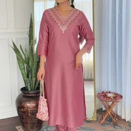 URMIR FASHION Women Ethnic Motifs Embroidered Regular Thread Work Kurta with Trousers & With Dupatta-picture-0