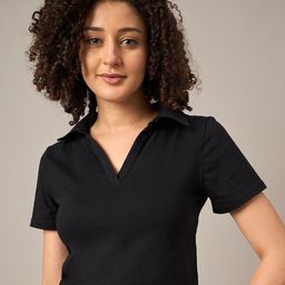The Roadster Lifestyle Co Cotton Crop Polo T-Shirt-picture-41