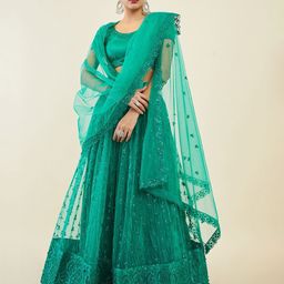 DIVASTRI Embroidered Beads and Stones Semi-Stitched Lehenga & Unstitched Blouse With Dupatta-picture-14
