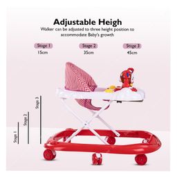 Baybee YoYo Round Ultra Soft Seat-Activity Walker with Adjustable Height and Musical Toy Bar - Red image 4