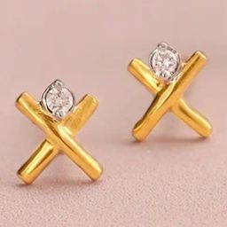 Mia by Tanishq Radiant Cross 14k Gold and Diamond Stud Earrings-image-90