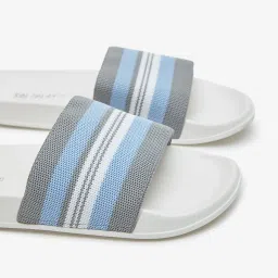 SOLEPLAY by Westside Grey Stripe Printed Pool Slides image 3