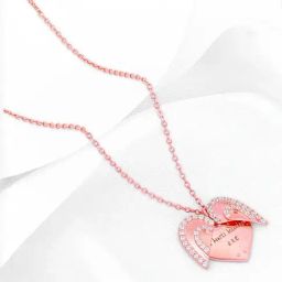 GIVA 925 Silver Rose Gold Custom One Heart Pendant with Link Chain-image-23