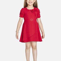Peppermint Girls Red Solid Dress-picture-41
