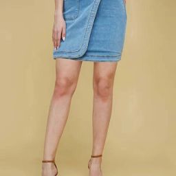 Life With Pockets Blue Plain Skirts-image-55