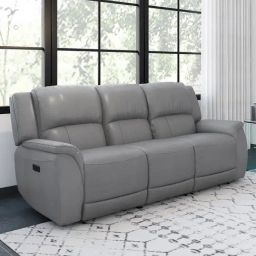 Durian Meredith Grey Leather 3 Seater Reclining Sofas-image-39