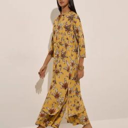 Utsa by Westside Yellow Floral Printed A-Line Kurta-image-87