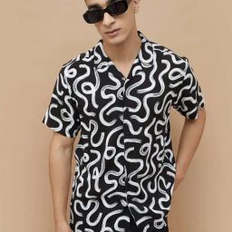 Fame Forever By Lifestyle Black Regular Fit Printed Shirts-image-45