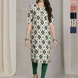 7Threads Selection Of 6 Ethnic Motifs Printed Round Neck Straight Kurta-image-79