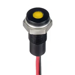 RS PRO Yellow Panel Mount Indicator 21.6-26.4V DC, Mounting Hole Size 6 mm, Termination Type Lead Wires, IP Rating IP67, Model No 1713831-13