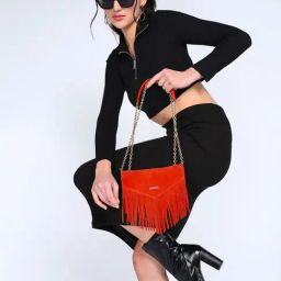 SASSORA TIARA Red Leather Small Cross Body Bag-11