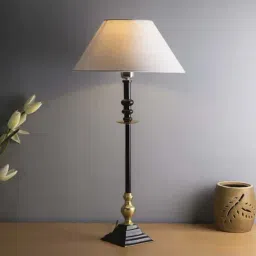 Homesake Classic Imperial Black Metal Riveria Table Lamp with White Shade - Set of 1-image-90