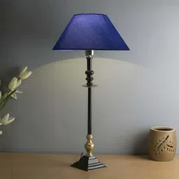 Homesake Classic Imperial Black Metal Riveria Table Lamp with Blue Shade - Set of 1-image-91
