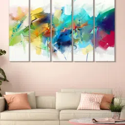 999Store Multicolor Abstract Art 5 Frame MDF Paintings-15
