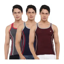 Dollar Bigboss Assorted Color Cotton Regular Fit Striped Gym Vests (Pack Of 3)-image-76