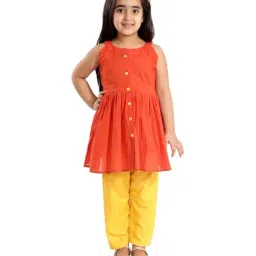 VASTRAMAY Kids Red & Yellow Cotton Kurta & Pants-image-63