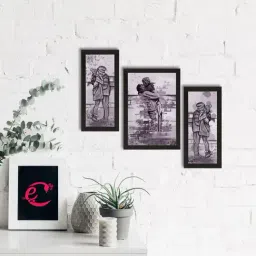 eCraftIndia Set of 3 Kissing Couple Satin Matt Texture UV Art Painting-13