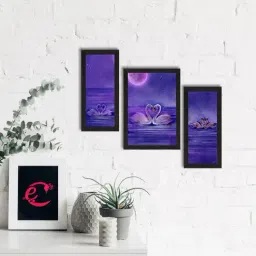 eCraftIndia Set of 3 Loving Swan Couple Satin Matt Texture UV Art Painting-image-37