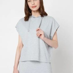 Vero Moda Grey Regular Fit Hoodie-image-9