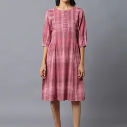 W Pink Cotton Striped A Line Kurta-image-62