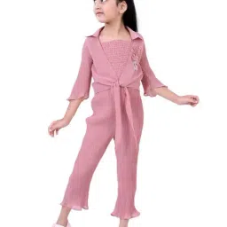 poplins Kids Pink Cotton Regular Fit Jumpsuit-image-78