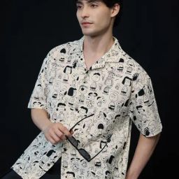The Souled Store Off White Cotton Regular Fit Printed Shirt-image-52