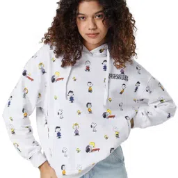 The Souled Store White Peanuts: Character Printed Oversized Hoodie-image-66