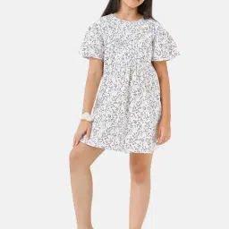 Under Fourteen Only Kids White Printed Dress-image-91