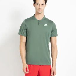 adidas Olive Regular Fit Henley Sports T-Shirt-image-29