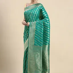 Mohey Blue Woven Saree With Unstitched Blouse-picture-37