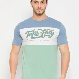 Duke Blue & Green Slim Fit Colour Block T-Shirt-picture-29
