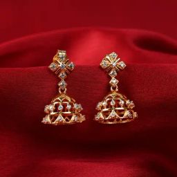 Clara 925 Sterling Silver Keya Gold Plated Swiss Zirconia Jhumki Earrings for Women-image-12