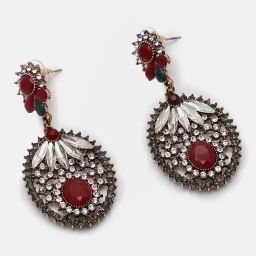Sohi Gold Plated Designer Stone Drop Earrings-1