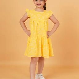 Creative Kid's Girls Yellow & White Floral Dress-image-95