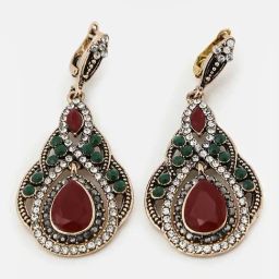 Sohi Gold Plated Designer Stone Drop Earrings-16
