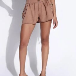 Showoff Brown Cotton Relaxed Fit Shorts-image-35