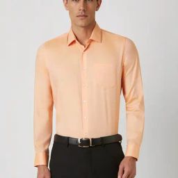 Van Heusen Peach Cotton Slim Fit Shirt-image-78