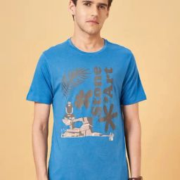Urban Ranger by Pantaloons Federal Blue Cotton Regular Fit Printed T-Shirt-image-94