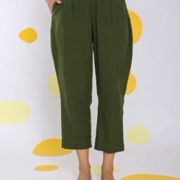 KAORI BY SHREYA AGARWAL Green Linen Solid Pants-image-98