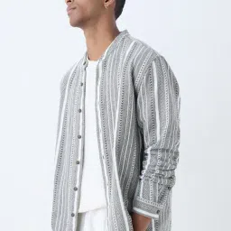ETA by Westside Olive Stripe Relaxed-Fit Cotton Shirt-picture-9
