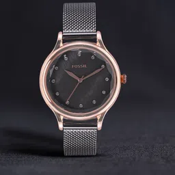 Fossil Women Grey Dial & Gunmetal Toned Laney Analogue Watch BQ3393-1