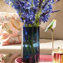 Pure Home and Living Dark Blue Glass Cylindrical Vase (Large)-image-53