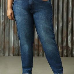 High Star Plus Size Blue Cotton High Rise Jeans-image-57