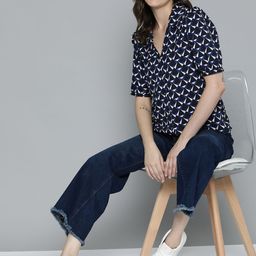Mast & Harbour Geometric Printed Puff Sleeve Shirt Style Top-image-20