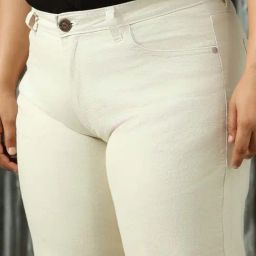 High Star Plus Size Beige Cotton High Rise Jeans image 5