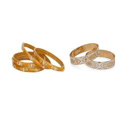 Somil Elegant Combo Glass Bangle Set | Handmade Traditional Chudi For Women | Perfect For Daily & Occasion Use, Combo of 2 Set, Yellow, Golden-image-50